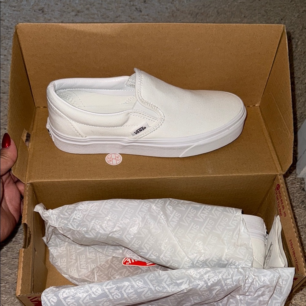Vans White Slip-On Sneakers